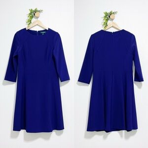 Lauren Ralph Lauren Purple Stretch Short Business Party Flare Dress
